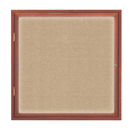 United Visual Products Single Door Slim Enclosed Radius EZ Tack Board, 42"x32", Black/Grey UVRDS42EZ-GREY-BLACK